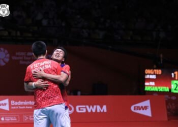 Ahsan/Hendra di Semifinal BWF World Tour Finals 2022 (Foto: PBSI)