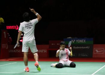 Leo/Daniel setelah mengalahkan Hoki/Kobayashi di semifinal Indonesia Masters 2023 (Foto: PBSI)