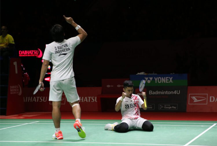 Leo/Daniel setelah mengalahkan Hoki/Kobayashi di semifinal Indonesia Masters 2023 (Foto: PBSI)
