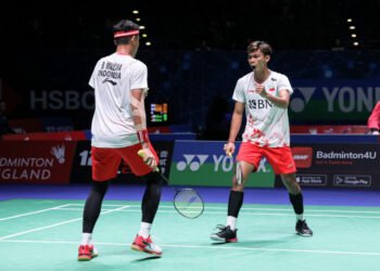 Bagas/Fikri di R32 All England Open 2023 (Foto: PBSI)