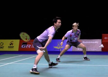 Aksi Marcus/Kevin di Babak Perempat Final Thailand Open 2023 (Foto: PBSI)