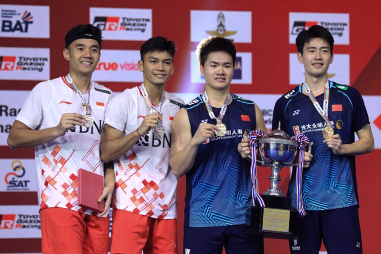 Bagas/Fikri di Podium Thailand Open 2023 (Foto: PBSI)
