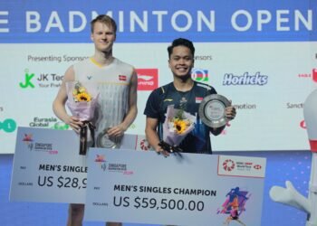 Ginting berhasil menjadi juara Singapore Open 2023 (Foto: PBSI)