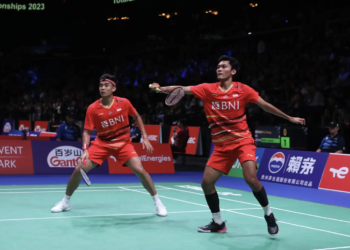 Bagas/Fikri di Babak 16 Besar BWF World Championships 2023 (Foto: PBSI)