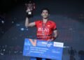 Jonatan Christie di Podium Hong Kong Open 2023 (Foto: PBSI)