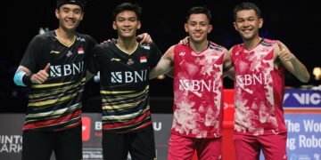 Fikri/Bagas dan Fajar/Rian di Babak Semifinal Denmark Open 2023 (Foto: PBSI)