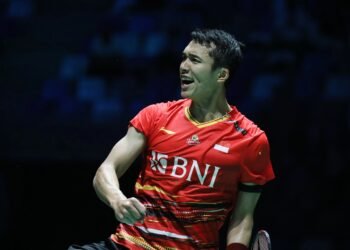 Jonatan Christie di Babak Perempat Final French Open 2023 (Foto: PBSI)