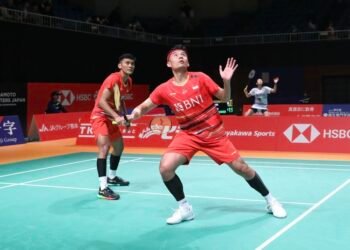 Muhammad Shohibul Fikri/Bagas Maulana di Babak 32 Besar Kumamoto Masters 2023 (Foto: PBSI)