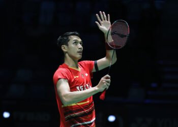 Jonatan Christie di Babak Perempat Final Kumamoto Masters 2023 (Foto: PBSI)