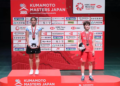 Gregoria Mariska Tunjung di Podium Kumamoto Masters 2023 (Foto: PBSI)