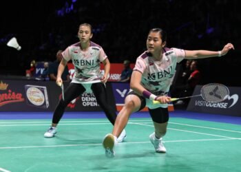 Febriana Dwipuji Kusuma/Amallia Cahaya Pratiwi di Babak 16 Besar Hylo Open 2023 (Foto: PBSI)
