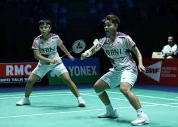 Rahmat Hidayat/Kevin Sanjaya Sukamuljo di Babak 32 Besar Korea Masters 2023 (Foto: PBSI)