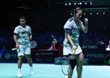 Rehan Naufal Kusharjanto/Lisa Ayu Kusumawati di Babak Perempat Final Hylo Open 2023 (Foto: PBSI)