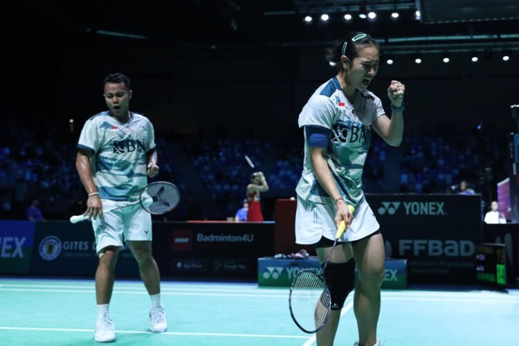 Rehan Naufal Kusharjanto/Lisa Ayu Kusumawati di Babak Perempat Final Hylo Open 2023 (Foto: PBSI)