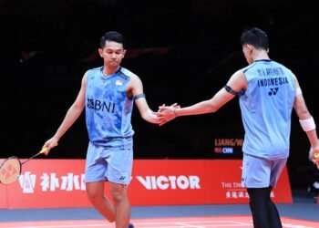 Fajar Alfian/Muhammad Rian Ardianto di Babak Semifinal BWF World Tour Finals 2023 (Foto: PBSI)