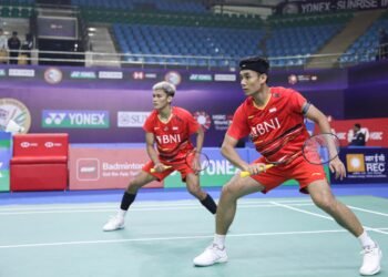 Muhammad Shohibul Fikri/Bagas Maulana di Babak 32 Besar India Open 2024 (Foto: PBSI)