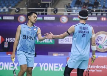Fajar Alfian/Muhammad Rian Ardianto di Babak Perempat Final India Open 2024 (Foto: PBSI)