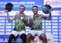 Fajar Alfian/Muhammad Rian Ardianto di Podium All England 2024 (Foto: PBSI)