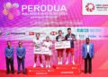 Rinov Rivaldy/Pitha Haningtyas Mentari di Podium Malaysia Masters 2024 (Foto: PBSI)