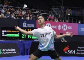 Anthony Sinisuka Ginting di Babak 16 Besar Singapore Open 2024 (Foto: PBSI)