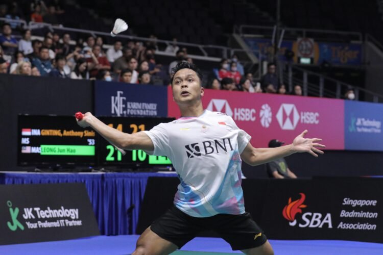 Anthony Sinisuka Ginting di Babak 16 Besar Singapore Open 2024 (Foto: PBSI)