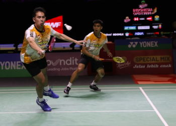 Sabar Karyaman Gutama/Moh Reza Pahlevi Isfahani di Babak Semifinal Indonesia Open 2024 (Foto: PBSI)